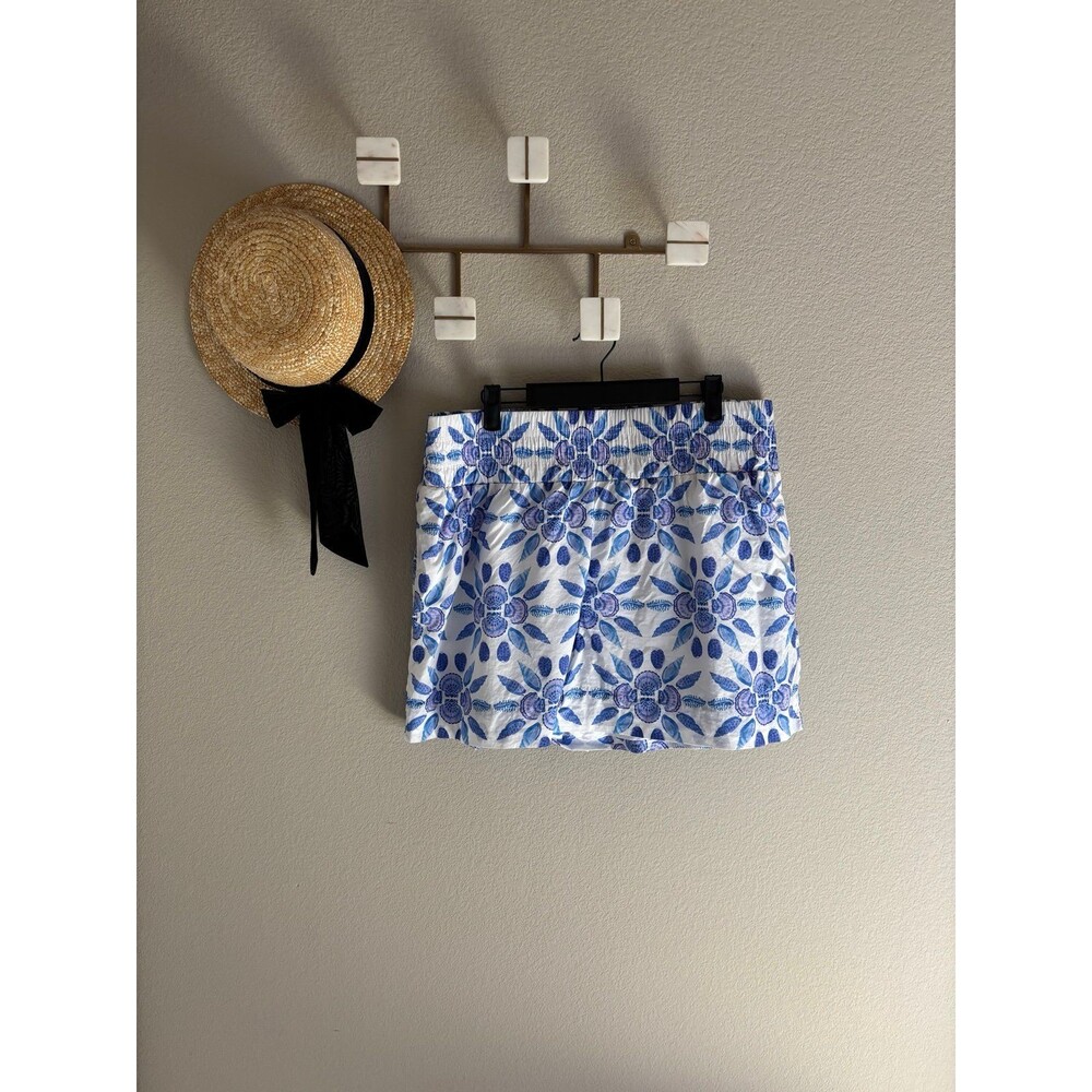 Hill House Livie Nap Shorts Floral Blue and White Size XL